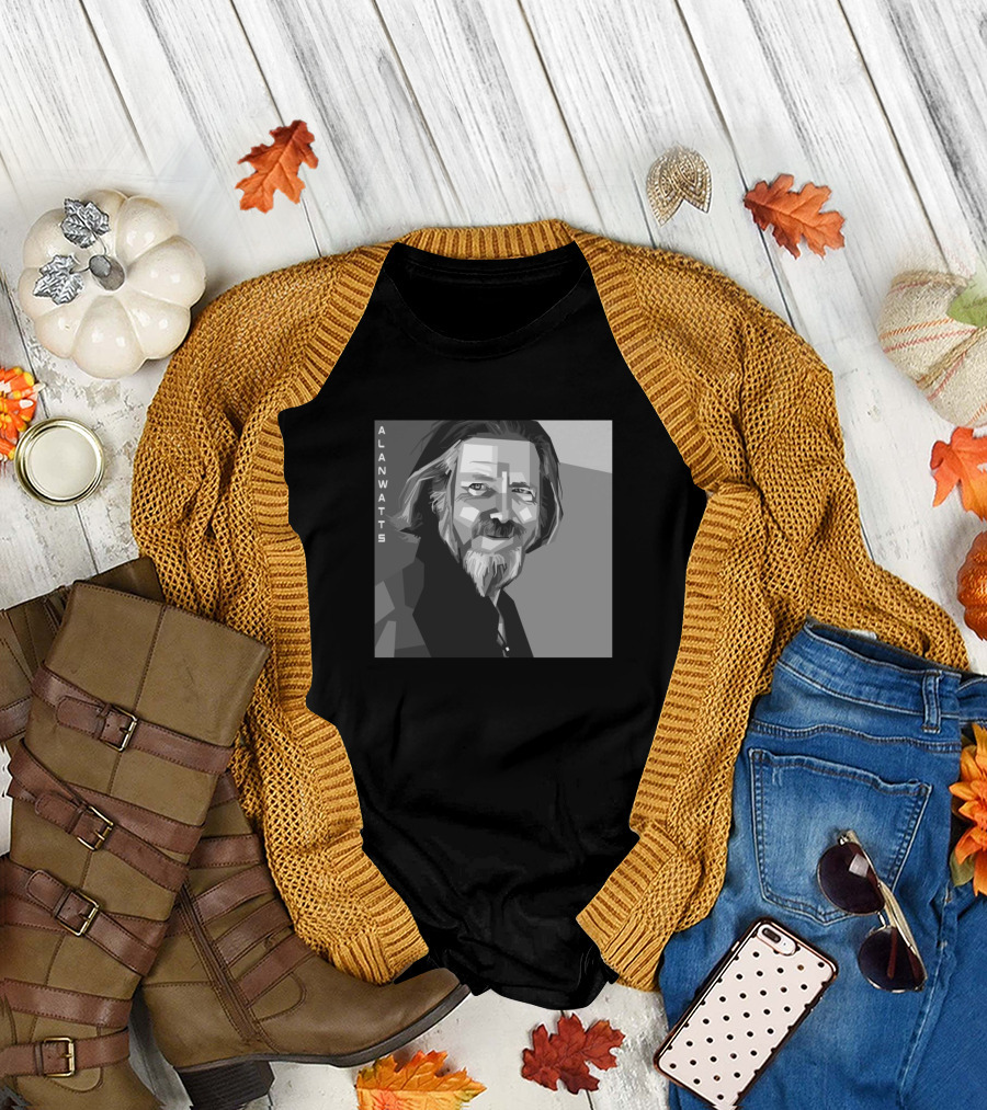 ALAN WATTS Black and White Geometric T-Shirt
