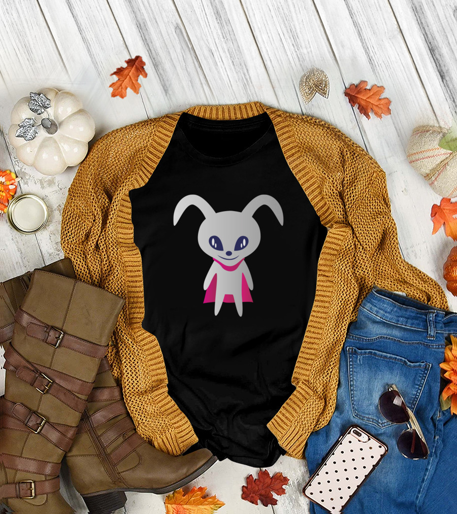 Alien Bunny Superhero in Pink Cape T-Shirt