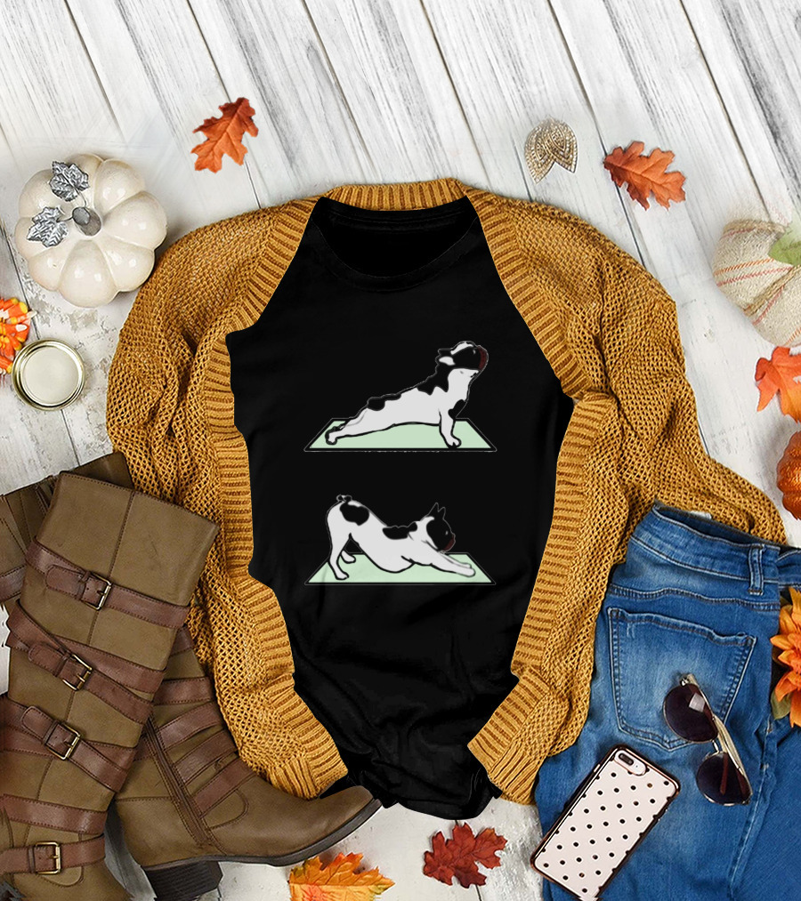 French Bulldog Yoga Inhale Exhale Mat Stretching Poses T-Shirt