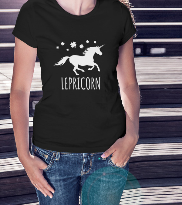 Lepricorn Irish Unicorn With Shamrocks T-Shirt