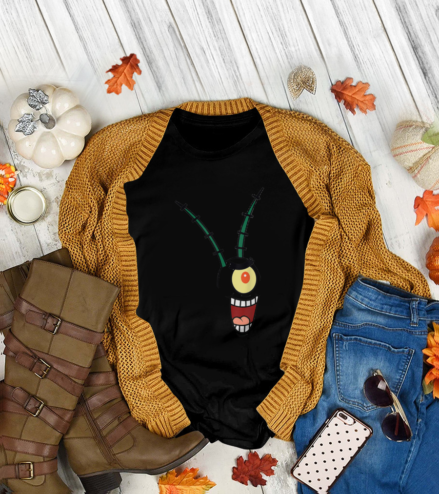 Plankton Halloween Group Costume Cartoon Character Face T-Shirt