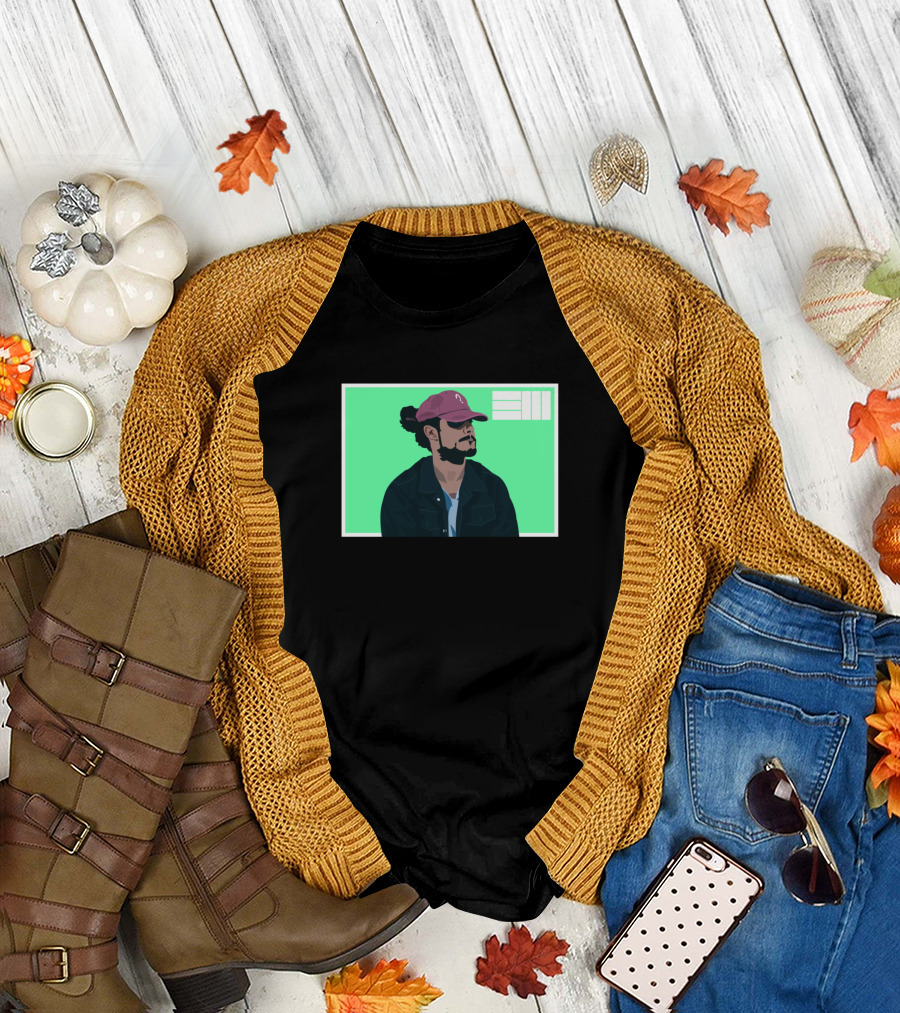 Russ Hat Portrait on Green Background with Text T-Shirt
