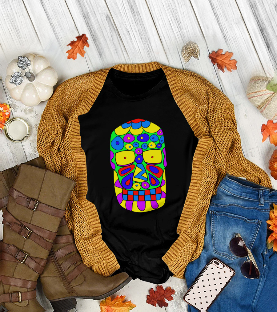 Colorful Crazy Skull Psychedelic T-Shirt