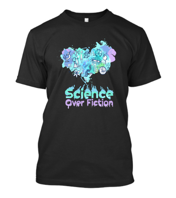 Science Over Fiction With Scientific Icons And Symbols T-Shirt