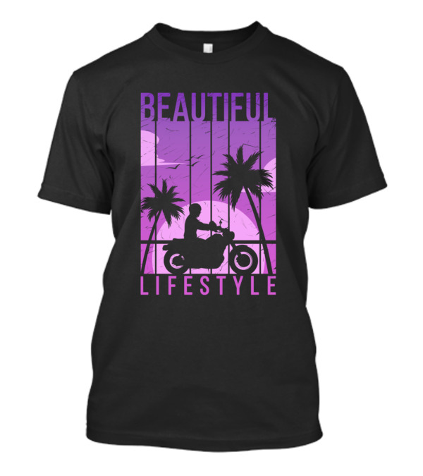 Beautiful Lifestyle Palm Trees And Motorcycle T-Shirt