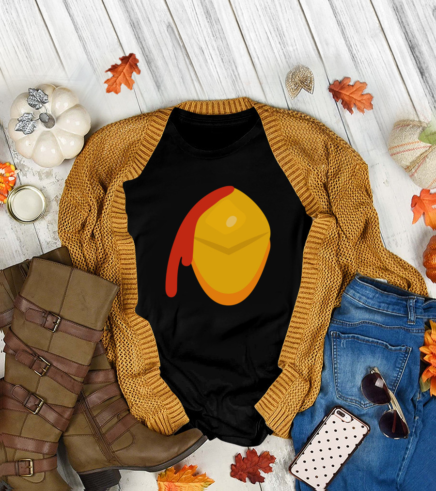Turkey Mouth Golden Yellow Abstract Shape with Red Drip T-Shirt
