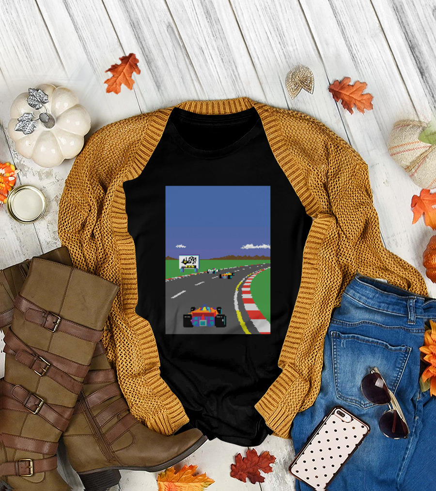 Vintage Videogame Racing Retro Pixel Cars on Track T-Shirt