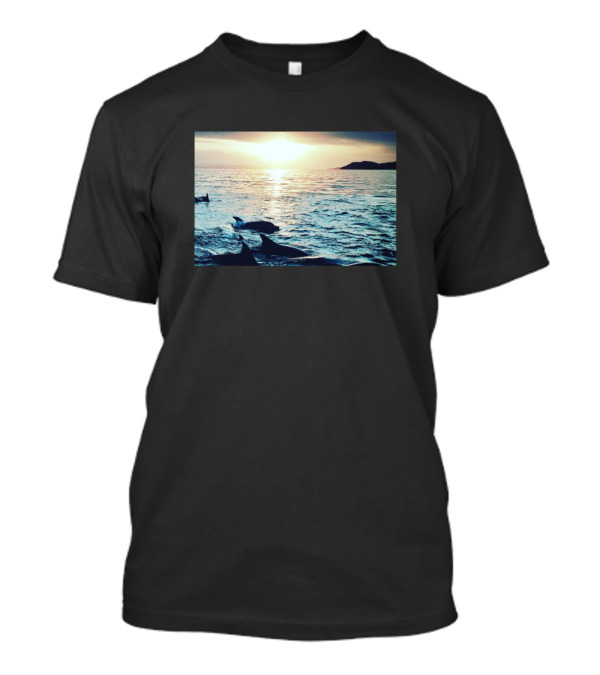 Dolphins At Sunset Ocean Japan Scene T-Shirt