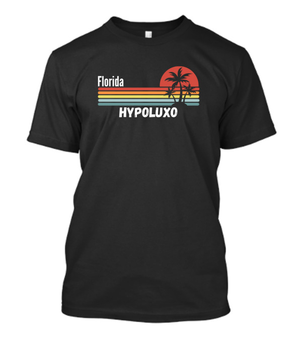 Hypoluxo Florida Palm Sunset Vintage Style Retro Stripes T-Shirt