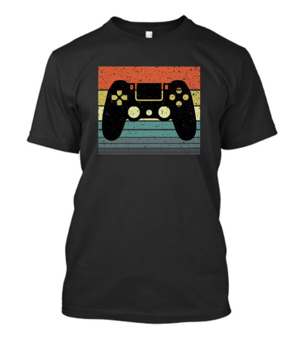 Retro Gaming Joystick Vintage Color Stripes Controller T-Shirt