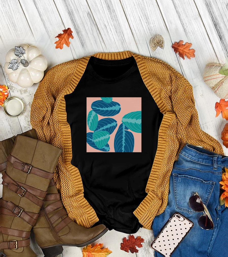 Prayer Plant Botanical Blue Green Leaves T-Shirt