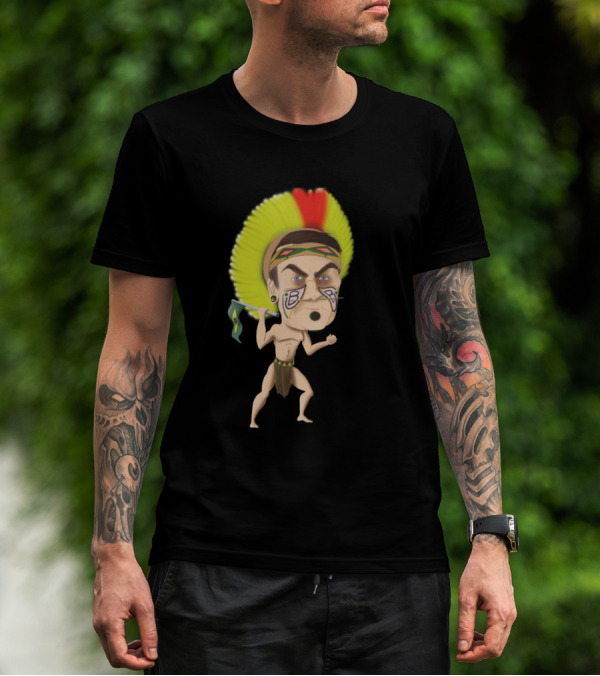 Origens De Jair Caricature With Tribal Headdress And Face Paint T-Shirt