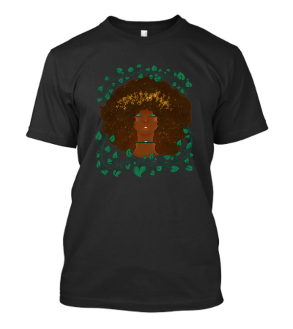 Green Witch Enchantress With Leafy Vine Hair And Glowing Stars T-Shirt