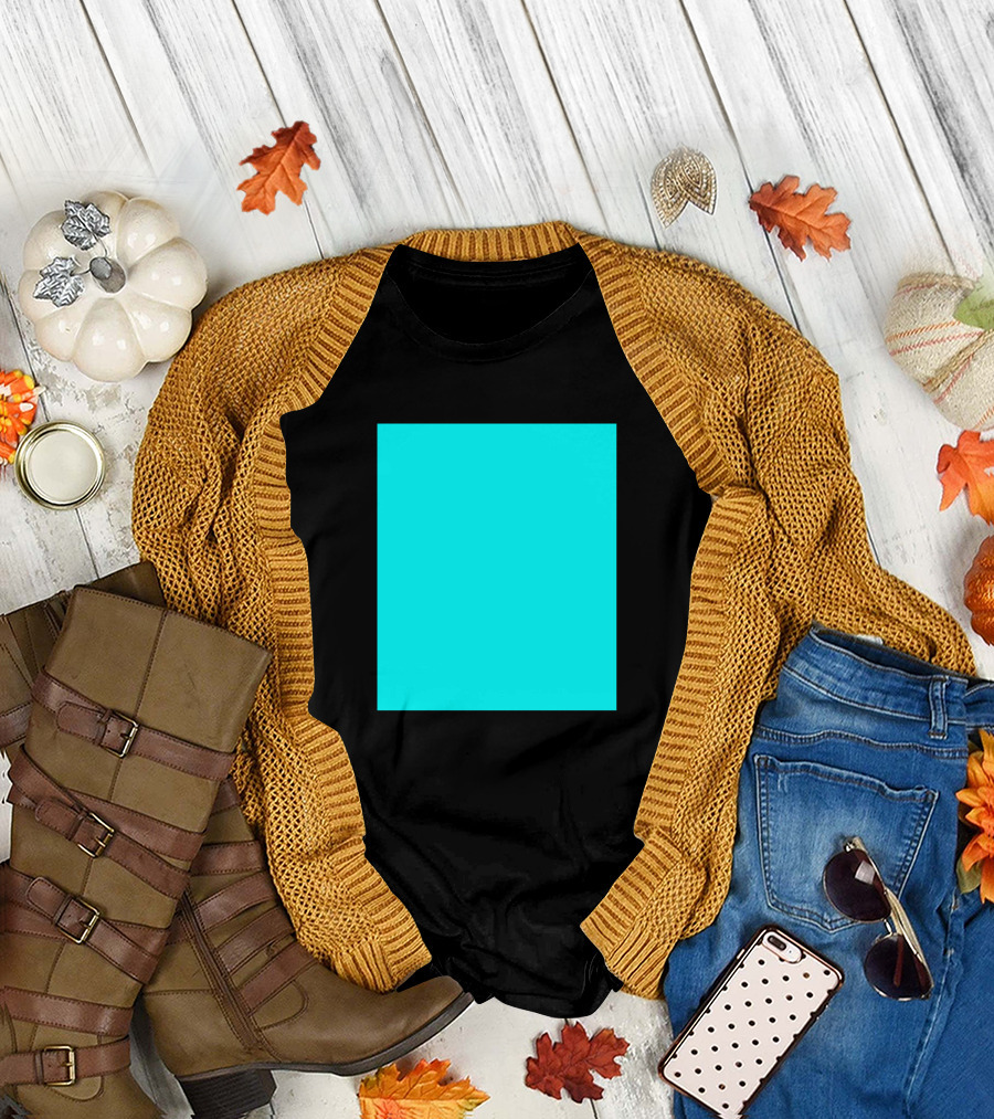 Plain Aqua Square T-Shirt
