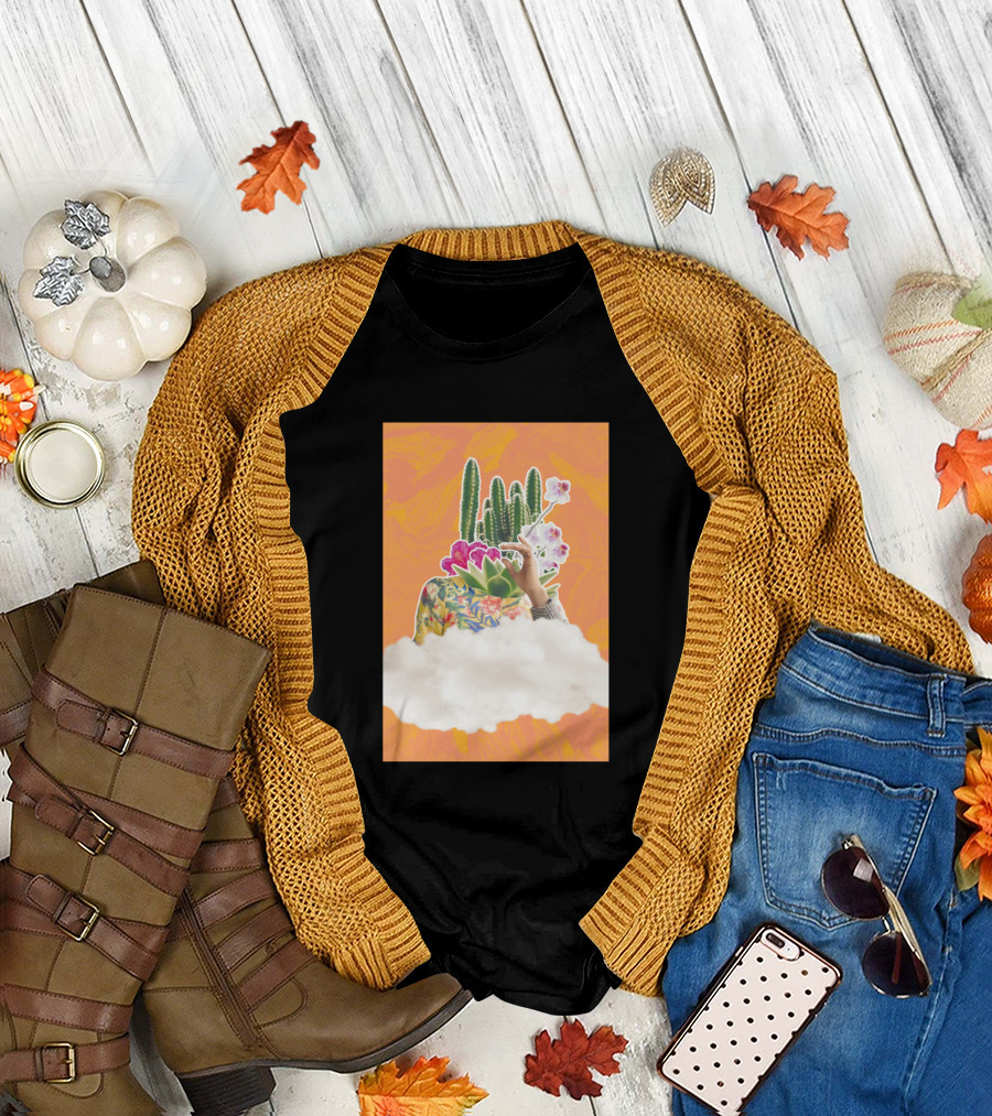 Desert Flower Queen Hand with Cactus and Orchid Fantasy T-Shirt