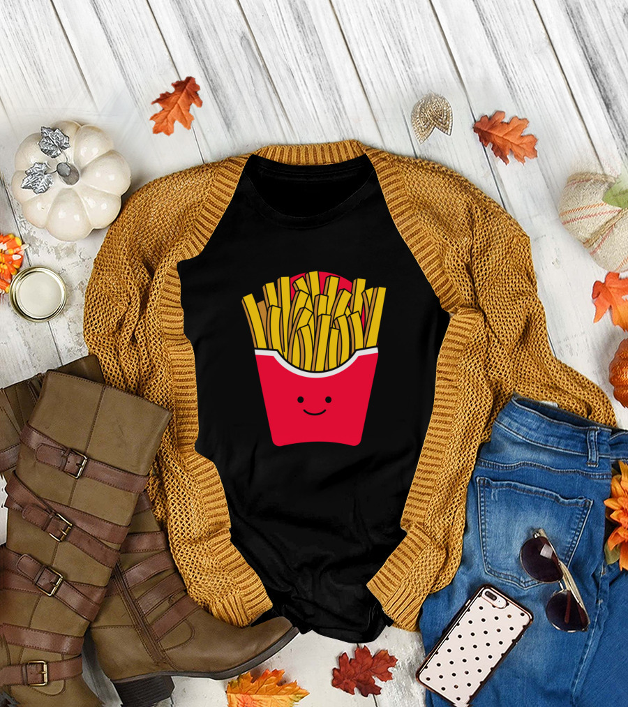 Happy French Fries Icon with Smiley Face T-Shirt