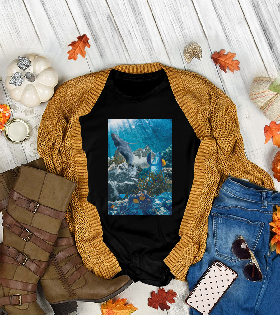 Hiking Underwater Adventure with Sea Creatures and Coral Reefs T-Shirt