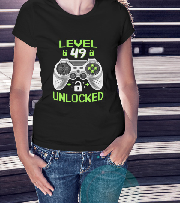 Level 49 Unlocked Video Game Controller 49 Years Old Birthday T-Shirt