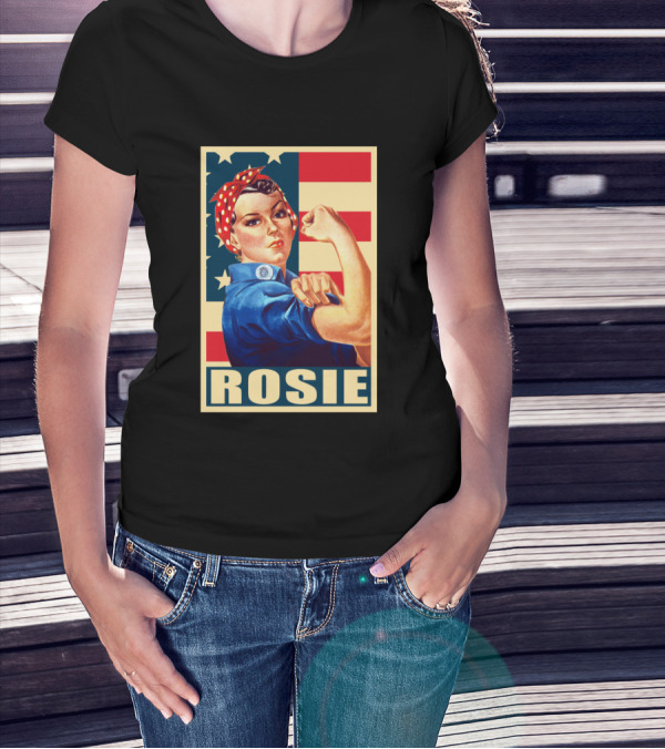Rosie The Riveter We Can Do It American Flag T-Shirt
