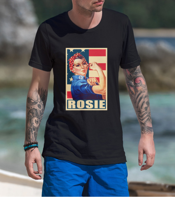 Rosie The Riveter We Can Do It American Flag T-Shirt
