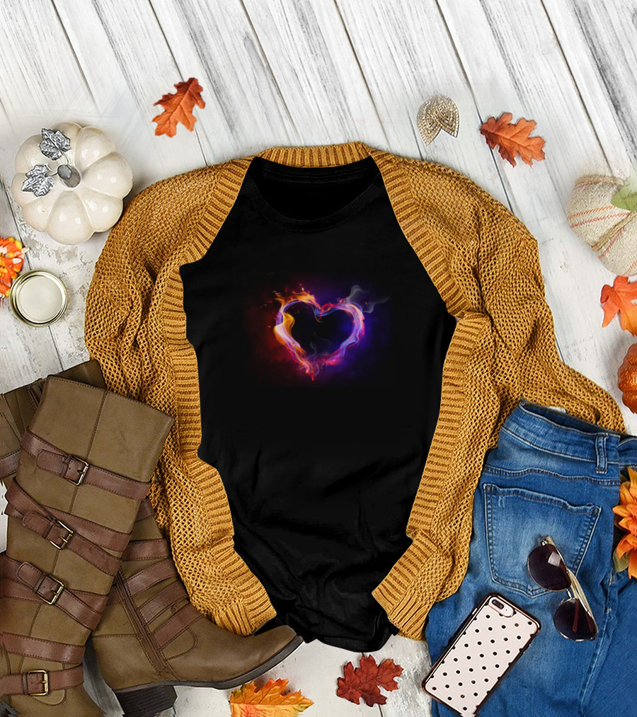 Flaming Heart Fiery Love Blaze T-Shirt