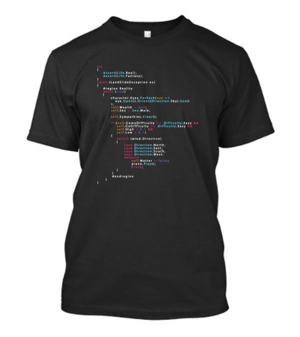 Try Catch Code Humor Is This The Real Life Programming Color Text T-Shirt