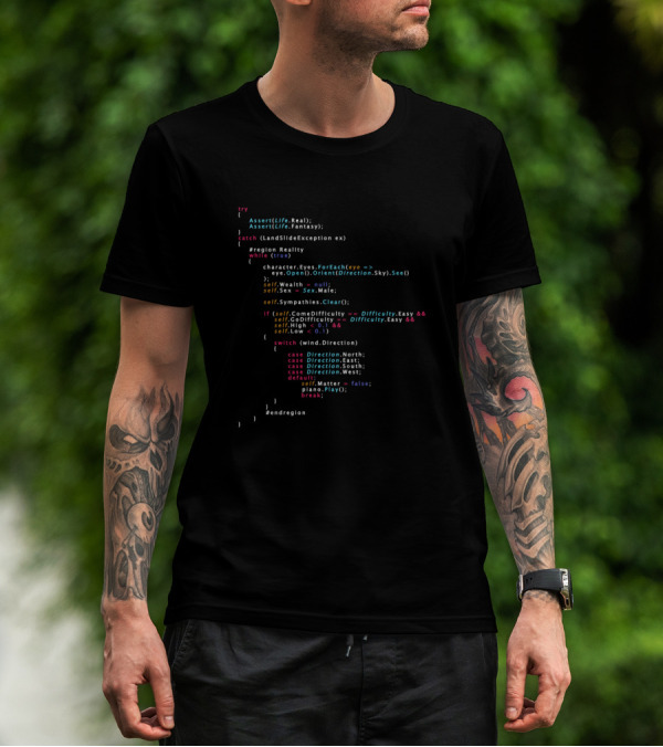 Try Catch Code Humor Is This The Real Life Programming Color Text T-Shirt