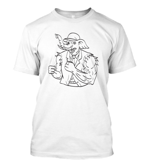 Elephant In Baseball Cap With Worn Suit T-Shirt