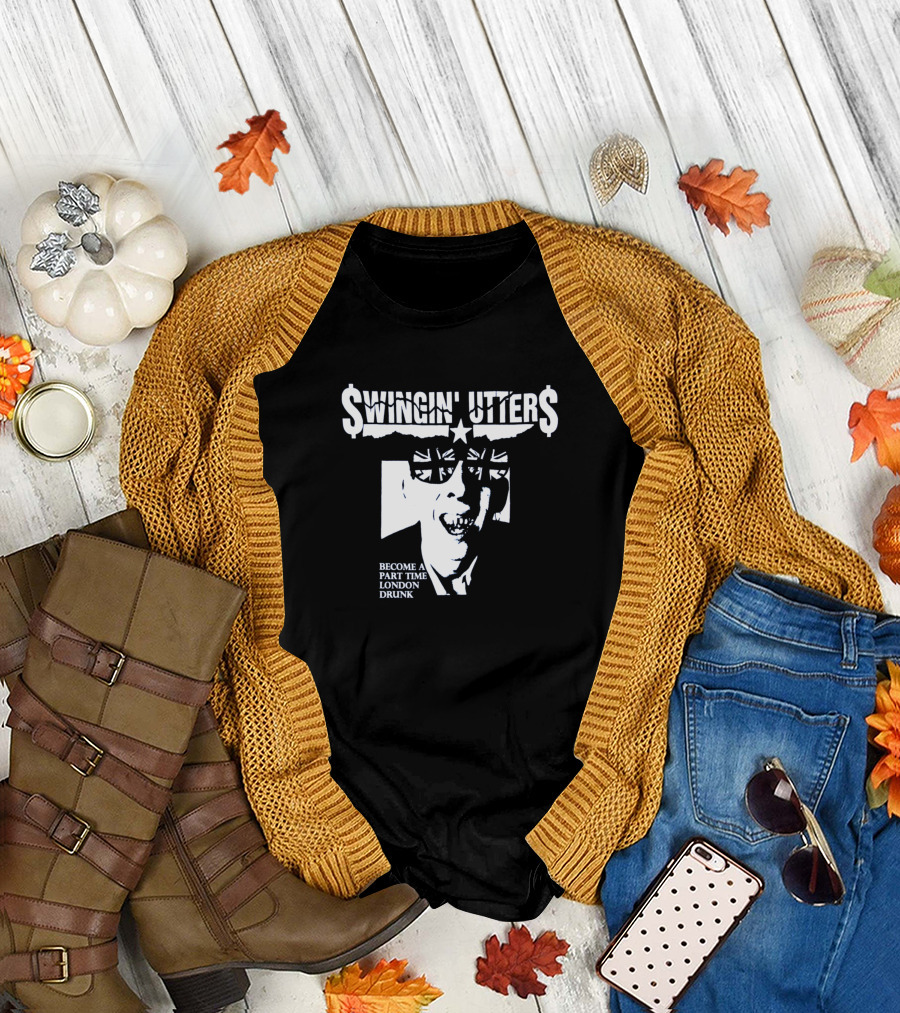 Swingin Utters Union Jack Sunglasses Become A Part Time London Drunk T-Shirt