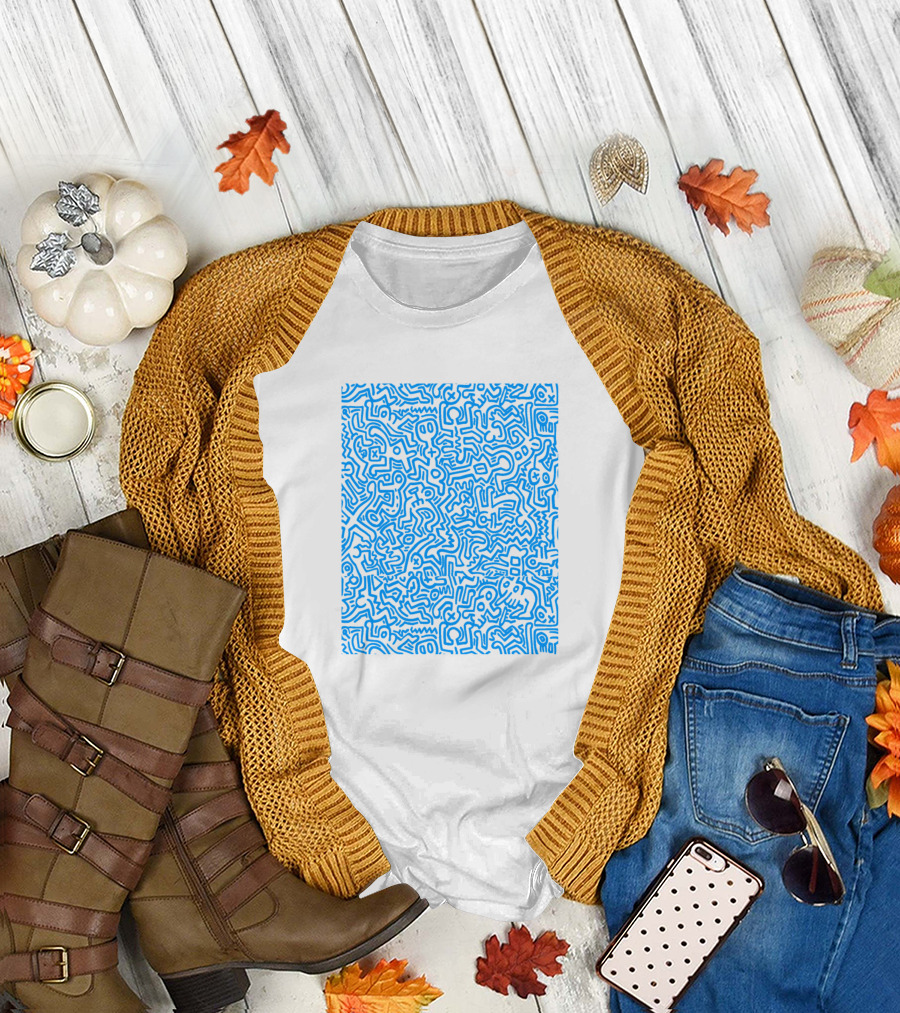 Keith Haring Modern Art Blue Squiggles T-Shirt