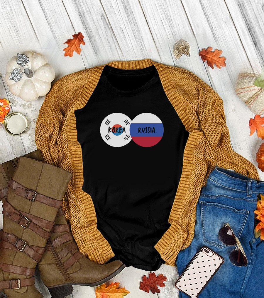 Korea Russia Flag Circles T-Shirt