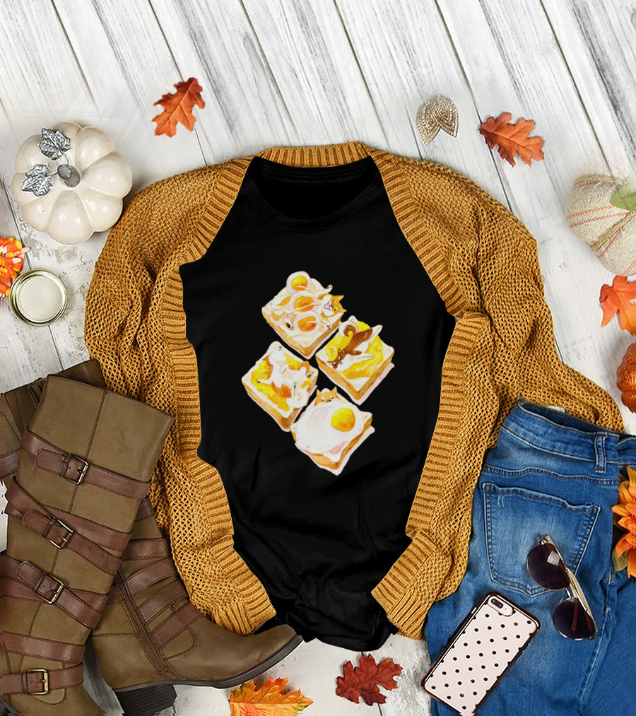 Shiba Inu Breakfast Toast with Fried Eggs T-Shirt