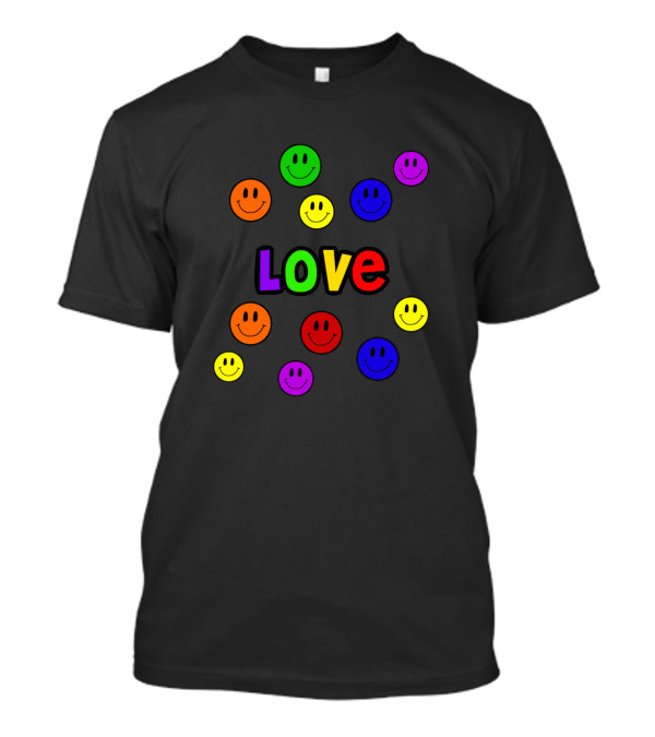 Love In Rainbow Colors With Smiley Faces T-Shirt