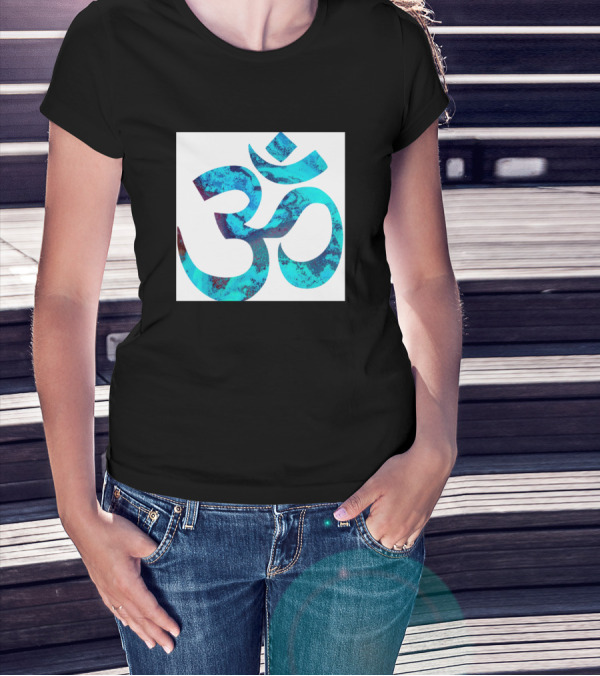Ohm Symbol In Turquoise And Blue Marble Texture T-Shirt