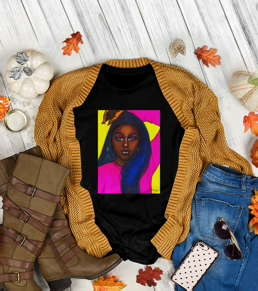 Blue Hair Beauty by Dan Florez T-Shirt