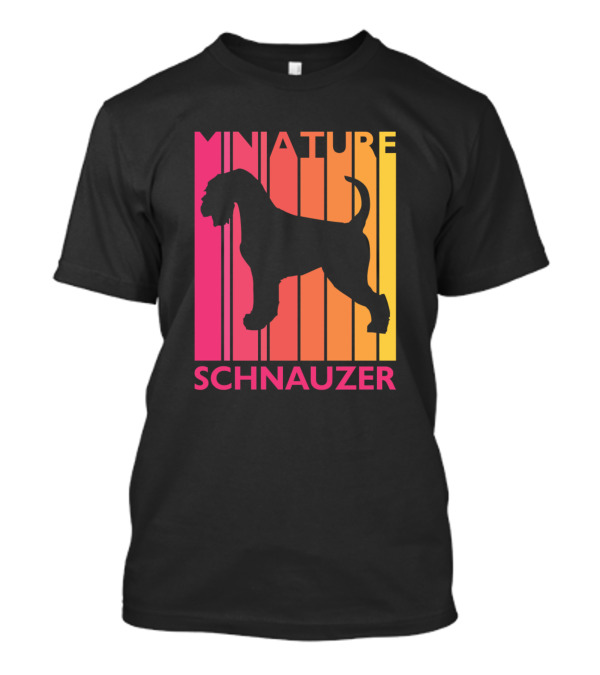 Miniature Schnauzer Vintage Dog Silhouette Retro Stripes T-Shirt