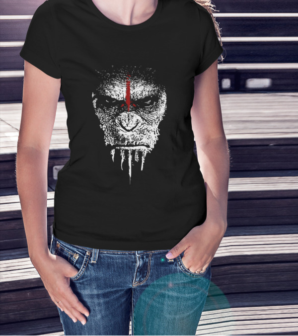 Gorilla War Is Coming Fierce Primal Face With Red Marking T-Shirt