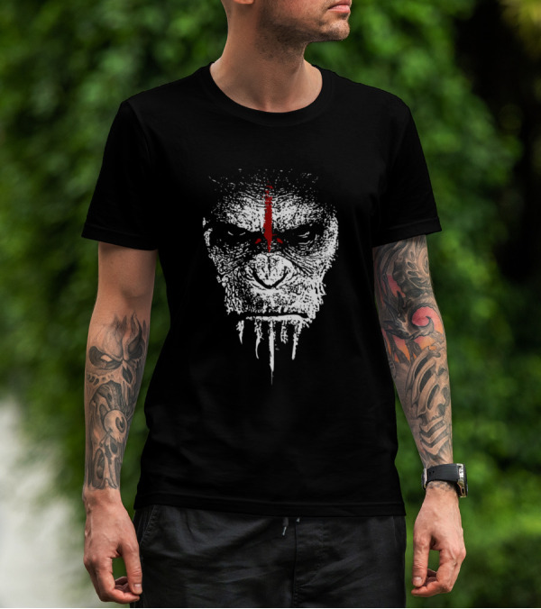 Gorilla War Is Coming Fierce Primal Face With Red Marking T-Shirt