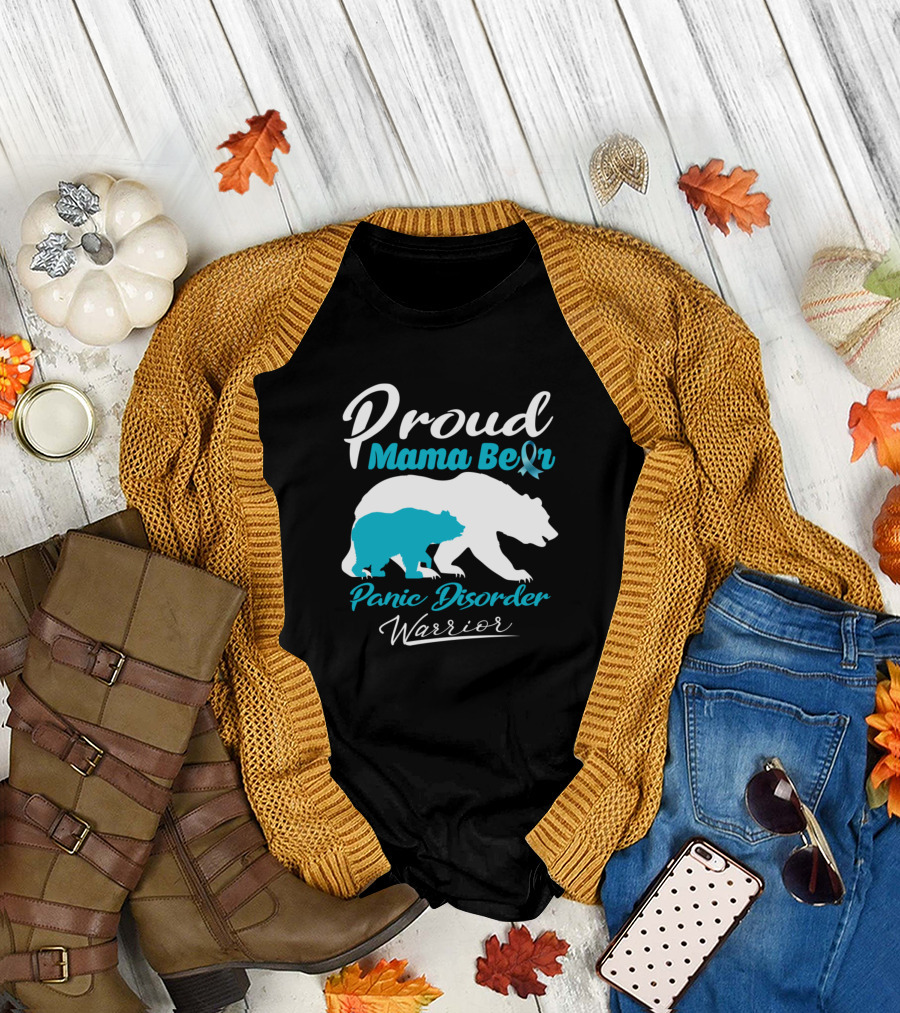 Proud Mama Bear Panic Disorder Warrior Support Pan T-Shirt