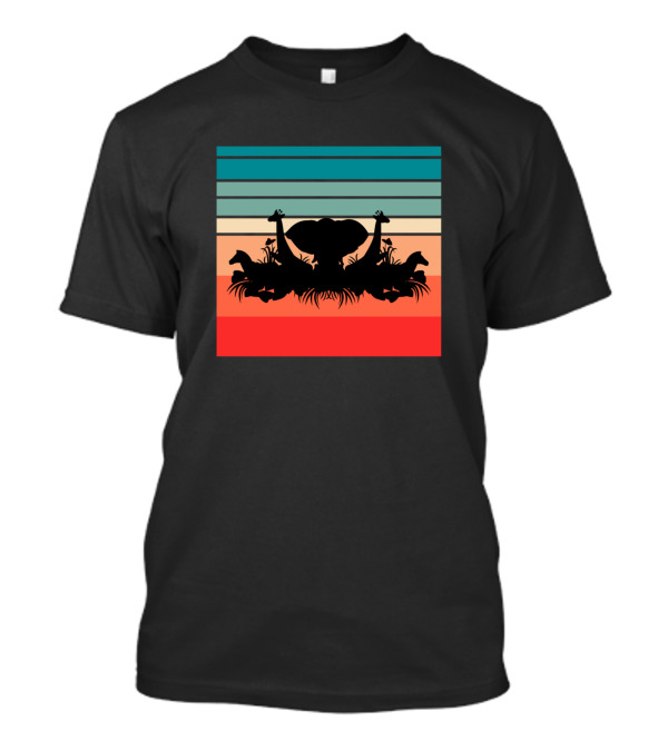 Retro Jungle Safari Animals Sunset Stripes T-Shirt