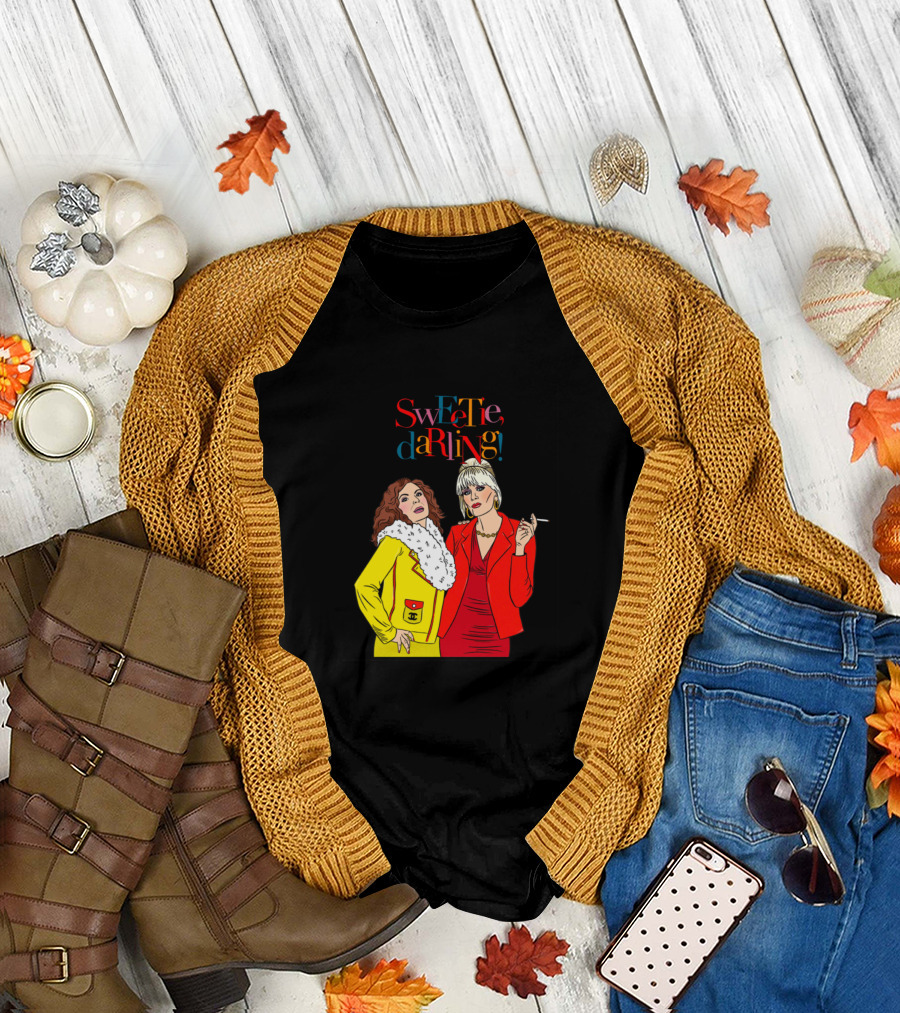 Sweetie Darling Fashion Icons with Colorful Text and Cigarette T-Shirt