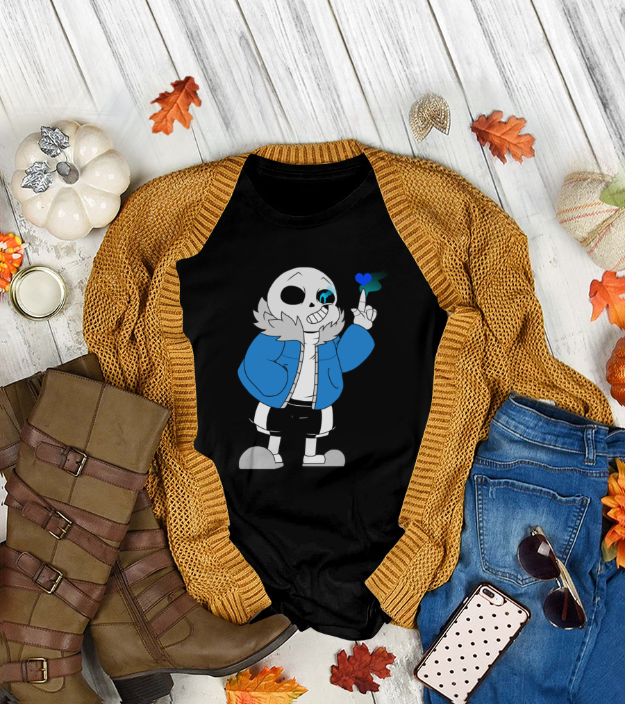 Undertale Sans Blue Heart Gaming Character T-Shirt