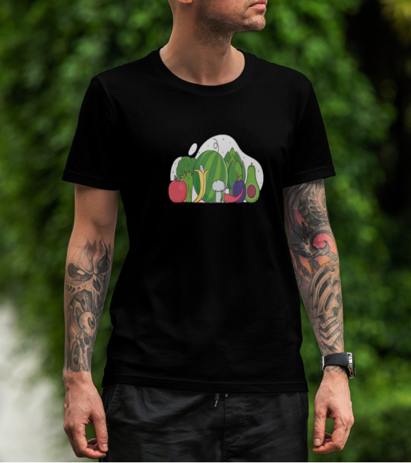 Vegetarian Food Apple Banana Watermelon Broccoli Cauliflower Avocado Artichoke Plum T-Shirt