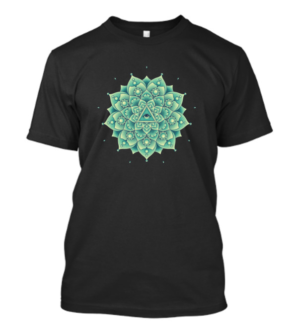 Weizza Mandala Eye Triangle Flower Green Symmetrical Geometric T-Shirt