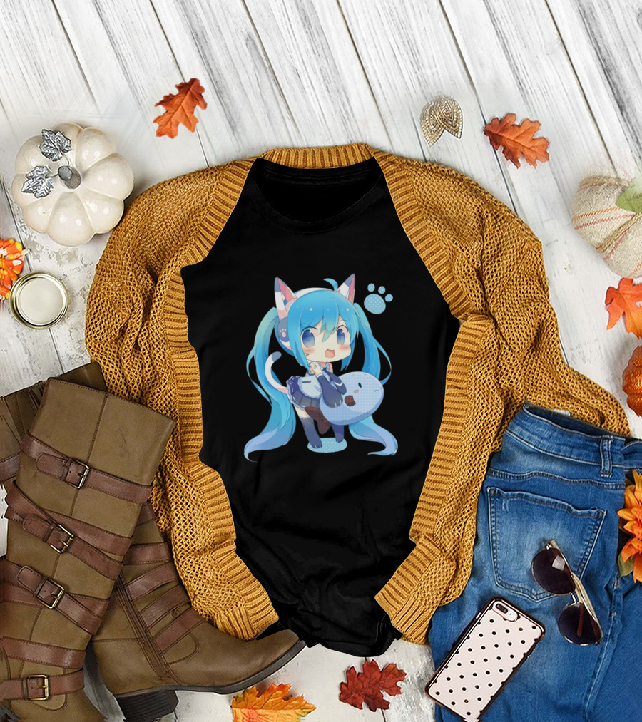 Miku Chibi Neko Paws T-Shirt