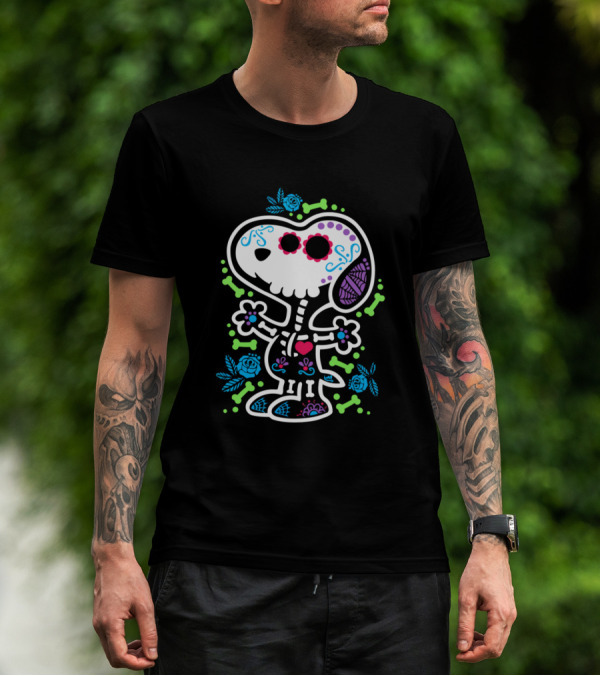 Snoopy Scary Sugar Skull Día De Los Muertos T-Shirt