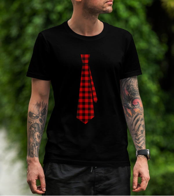 Uid5E6e1c10 7F14 3Ce5 B3d1 9Fa6d232fc6fDistil Ra2 Red Black Plaid Tie T-Shirt