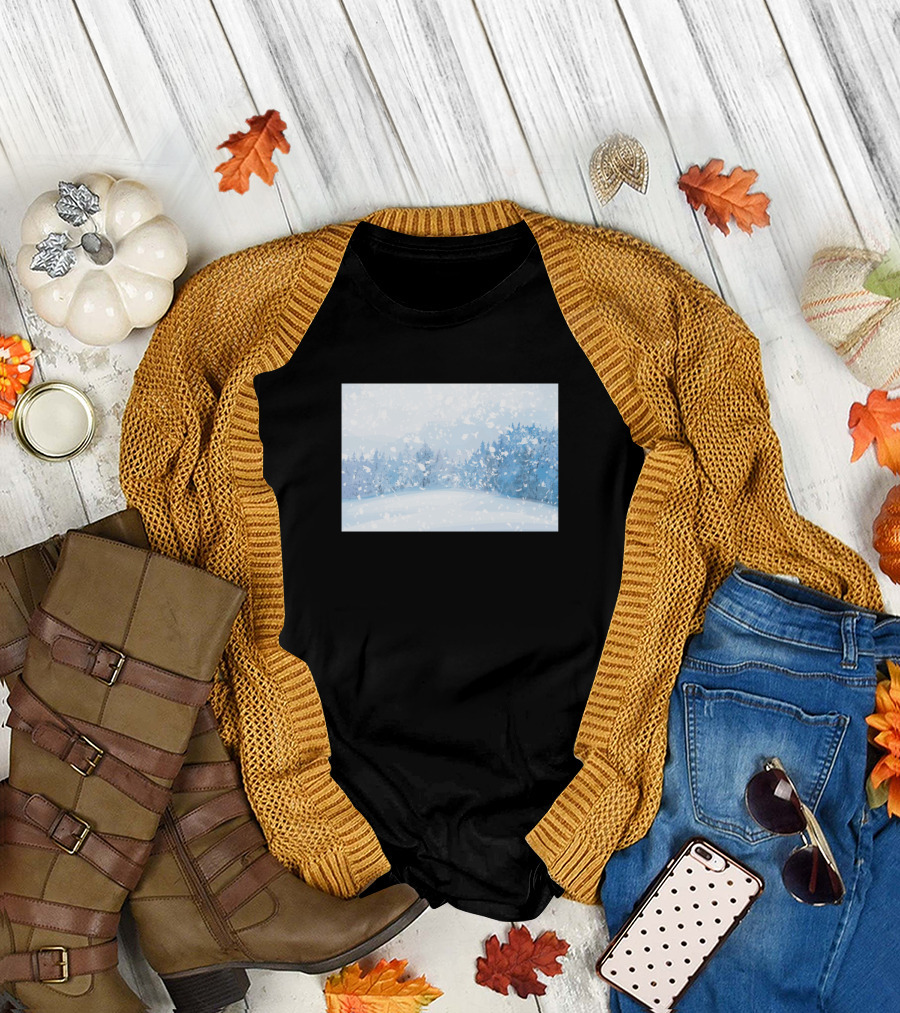 Christmas Snowy Winter Forest Scene Holiday Masks T-Shirt