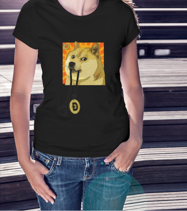 Dogecoin Ready To Run With Leash And Coin T-Shirt