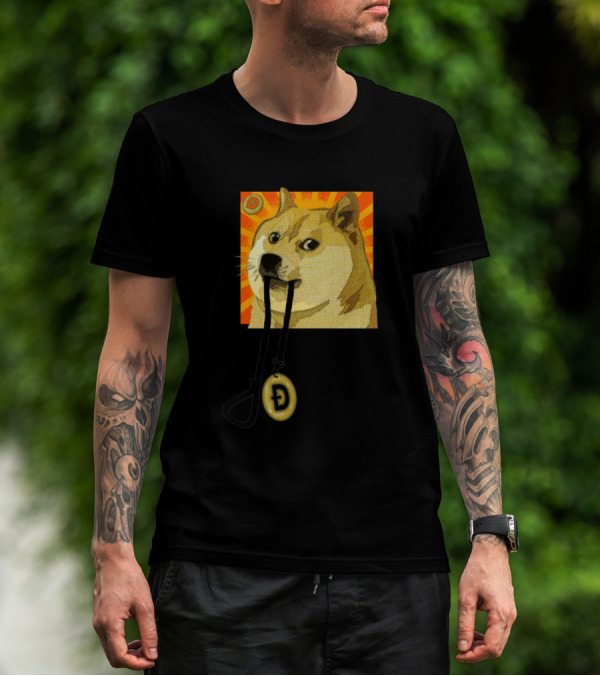 Dogecoin Ready To Run With Leash And Coin T-Shirt